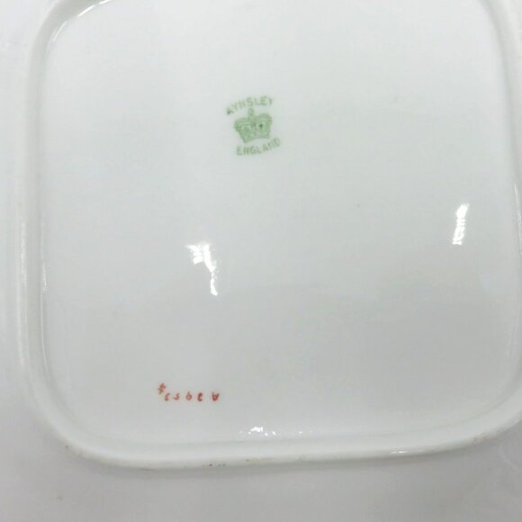 AYNSLEY Square Handle Floral and PAGODA England Cake Plate Vintage 10" - Picture 11 of 11